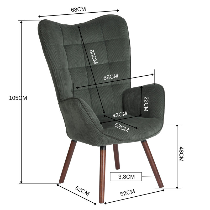 Garmon Upholstered Armchair, Green