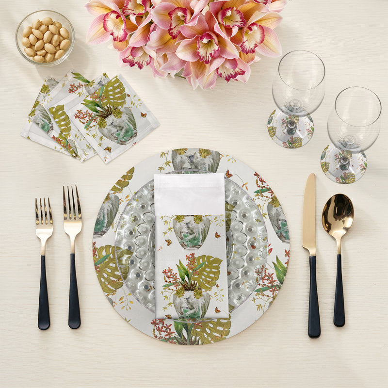Monkey Jungle Hemstitch 22" Linen/Cotton Napkin, Dijon