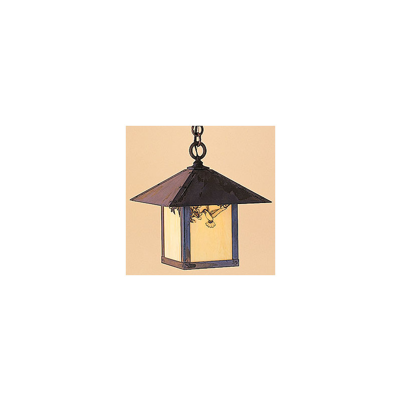 McLoud Outdoor Hanging Lantern, Empty, Mission Brown, White Opalescent