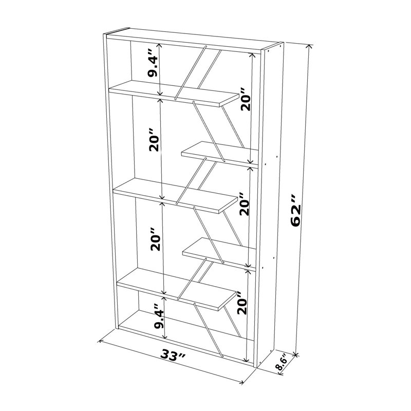 8'' W Solid Wood Shelving Unit, White/Yellow