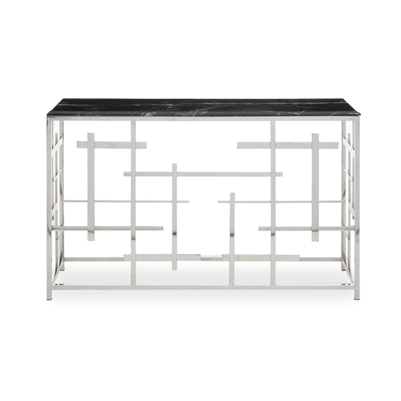 Julieta 130cm Stone Top Console Table, Black, Silver
