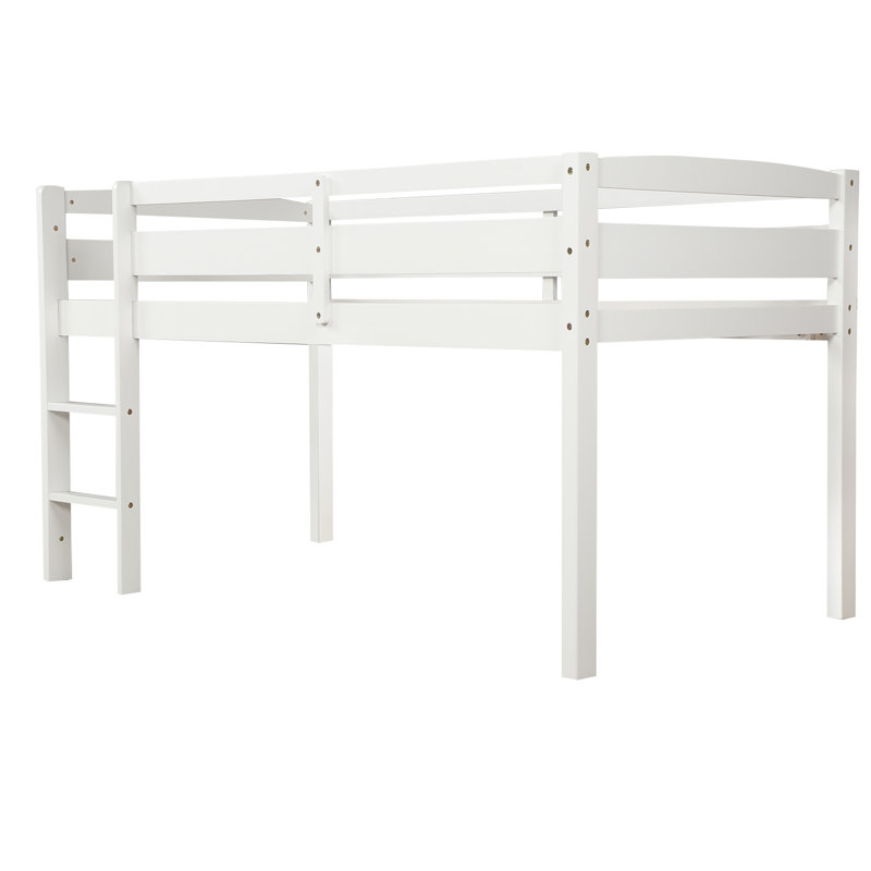 Twin Size Kids Solid Wood Loft Bed, White