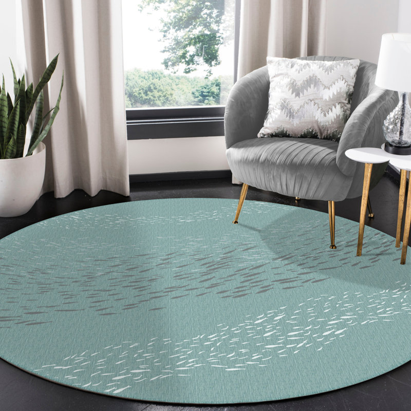 Conradine Performance Abstract Flatweave Indoor and Outdoor Rug, Round 7'10"