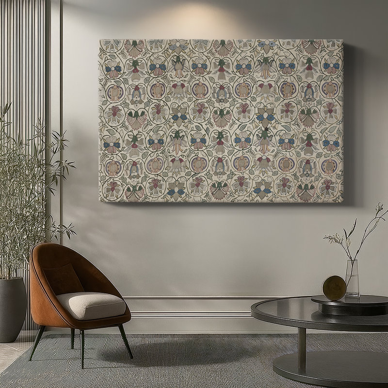 Motif floral répétitif - William Morris - Toile tendue avec châssis-c. Fin du 19e siècle, 18 x 27