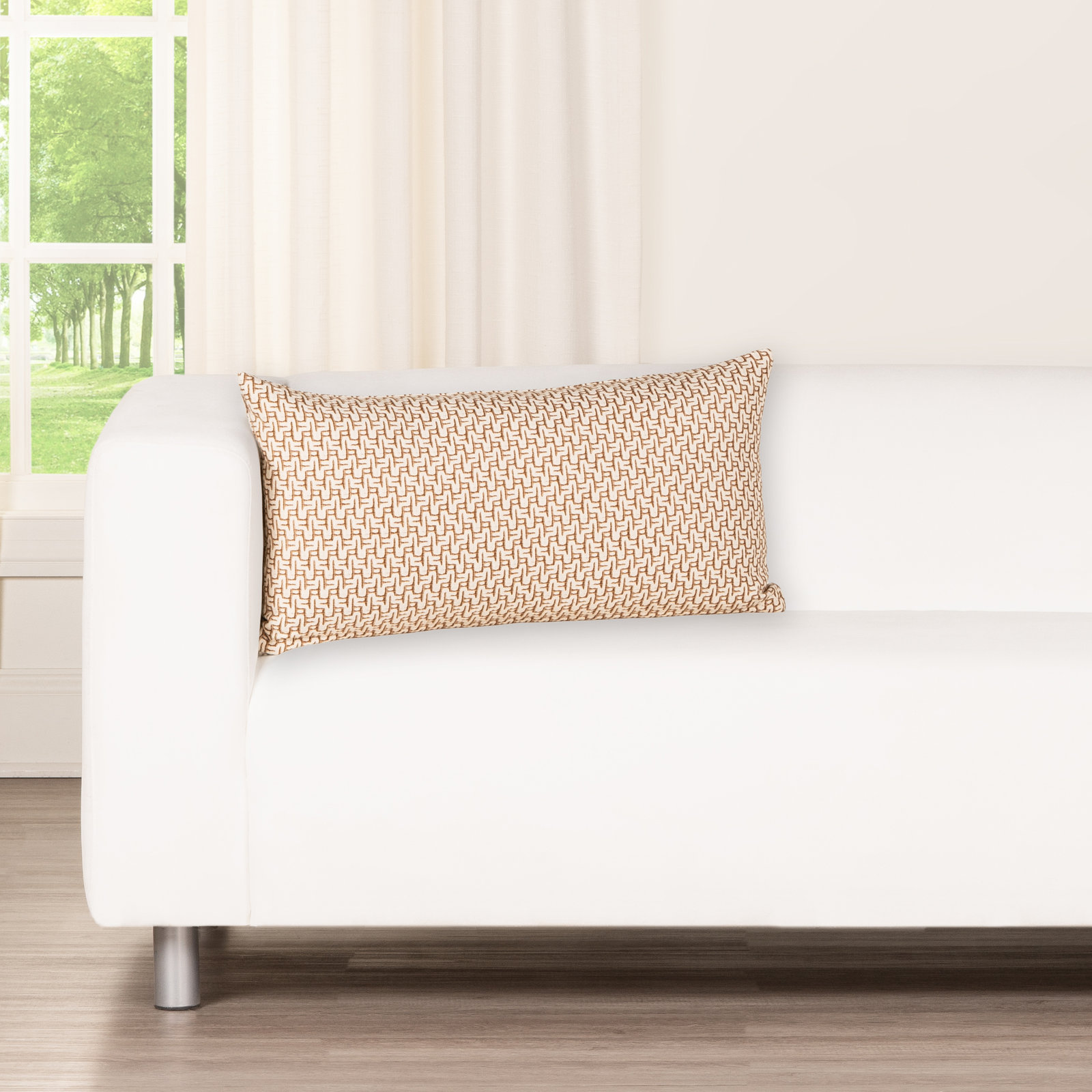 Cascade Geometric Accent Pillow, Polyester, Rectangle 12"H x 21"W, Orange