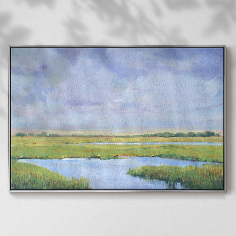 Summer Marsh I, reproduction d'art sur toile, H 25 po x l 37 po x P 2 po, Argent