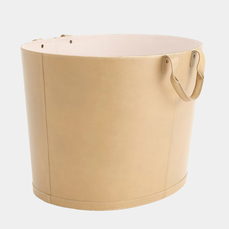 Panier ovale en cuir surdimensionné - beige, Brun
