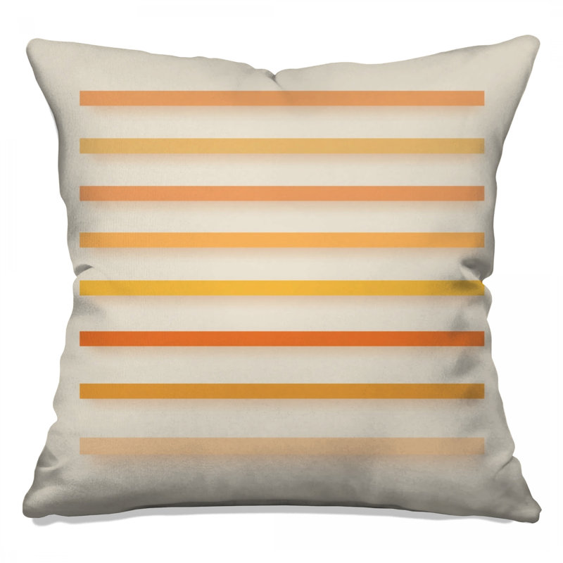 Coussins décoratifs orange à rayures jaunes, 14 x 14 inches