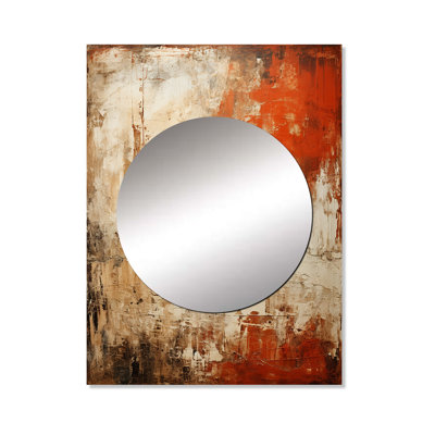 Leonice Orange Chaos Collage I - Abstract Collages Mirror, Beige Decorative Wall Mirror, Printed Metal Art