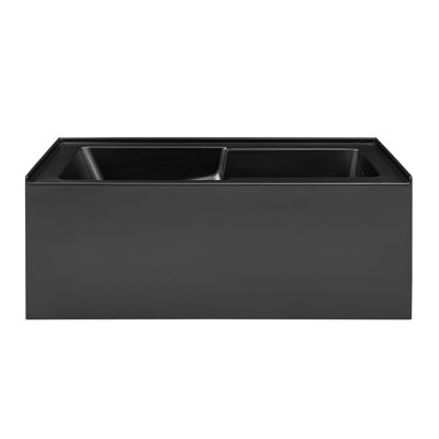Baignoire avec tablier de trempage à jupe 60 x 32 Voltaire en noir mat avec trop-plein intégré et accoudoir, bonde incluse