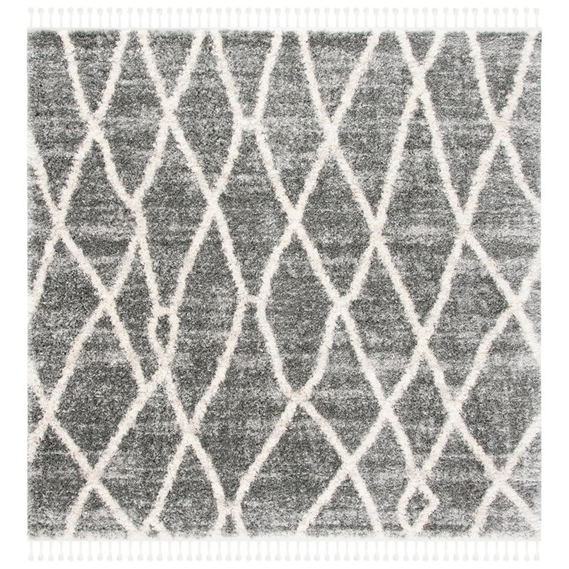 Triplett Fringe Shag Performance Geometric Rug, Square 6'7"