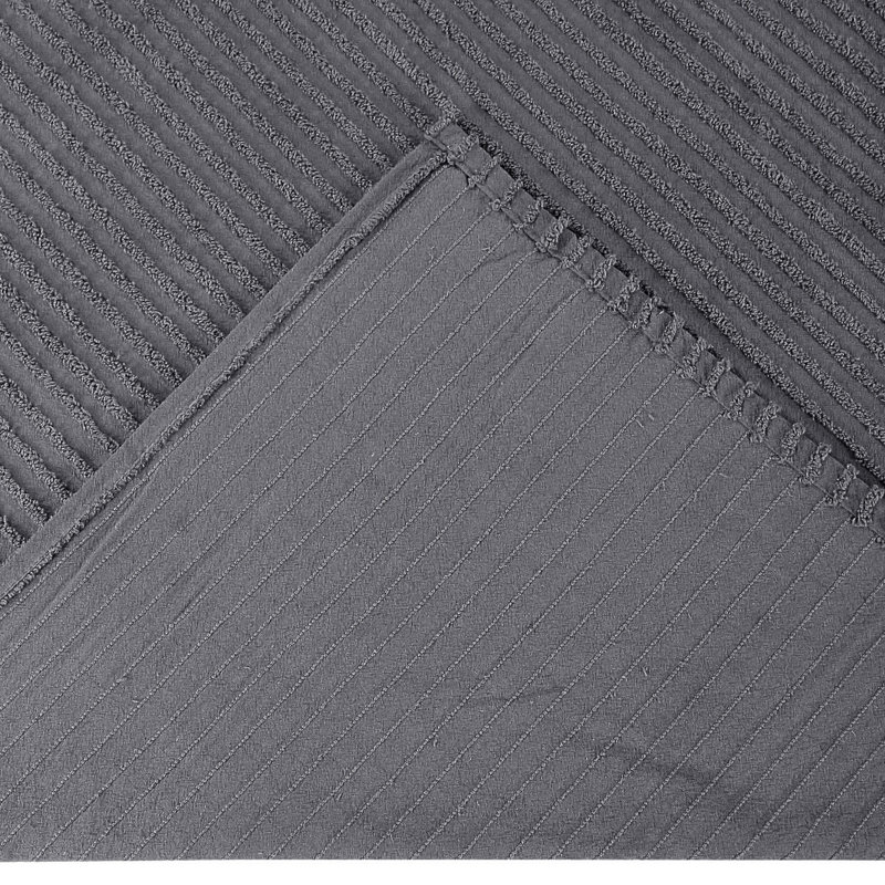 Ensemble de couvre-lit 100% coton Jullian Collection, Couvre-lit grand et 2 taies décoratives, Gris