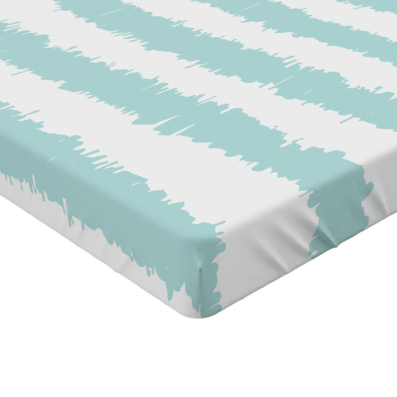 Ensemble de 2 draps-housses Ambesonne, Drap-housse de taille simple, Écume de mer, blanc / rayé