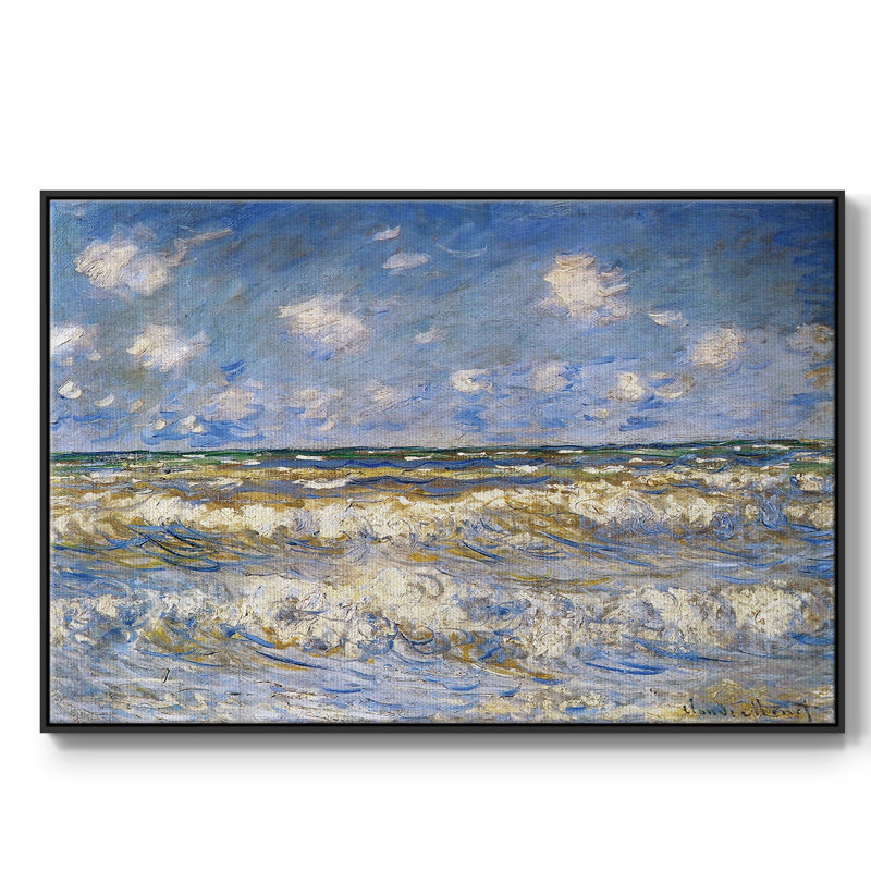 Rough Sea, 1881 sur toile, Toile avec cadre flottant noir, H 25 po x l 17 po x P 2 po