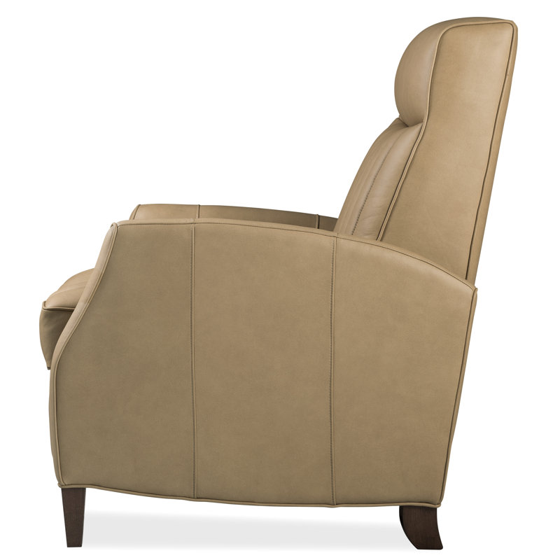 Denver Push Back Recliner, Beige Top Grain Leather