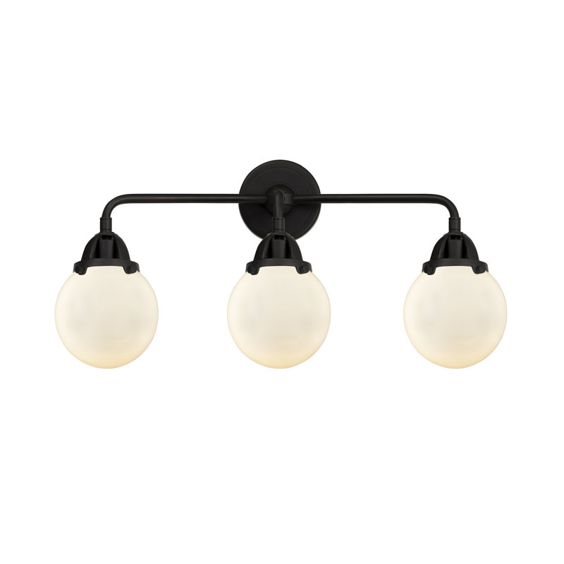 Éclairage pour meuble-lavabo de salle de bain 3 lumières 24 "Shacon 2 Beacon 6", Noir mat, Blanc mat, DEL