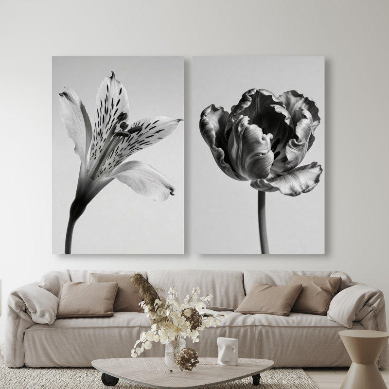 Peeking Flowers Set Set by Oliver Gal, 54" H x 36" W, Gallery Wrapped