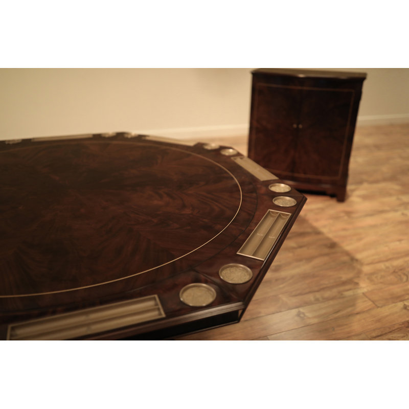 Large Dark Transitional Expandable Dining & Gaming Table With Perimeter Leaves and Leaf Storage Cabinets