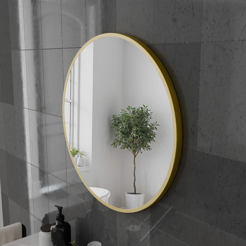 Aluminum Round Mirror, Brushed Brass, 60cm x 60cm