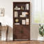 Bibliothèque de campagne 71 "avec portes, bibliothèque rustique en bois à 5 niveaux avec armoire et tablette réglable
