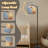  Arc Floor Lamp Abstract Beach Sea Summer Grunge Wave Sand Pastel Crayon Drawing Tall Modern Standing Lamp LED Adjustable Linen Lampshade 3 Color Temperatures