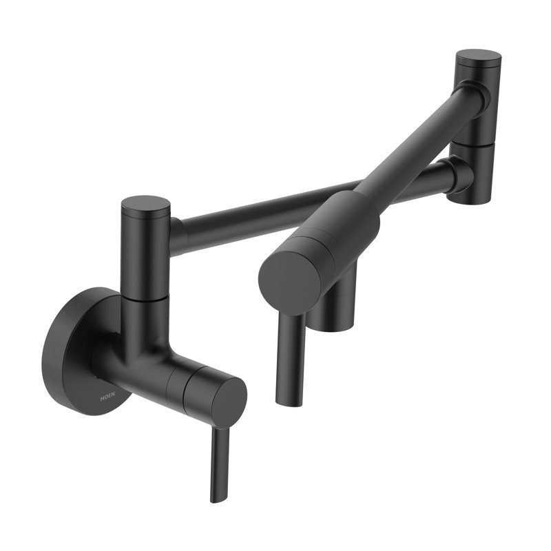 Moen Modern Wall Mount Swing Arm Folding Pot Filler Kitchen Faucet, Matte Black