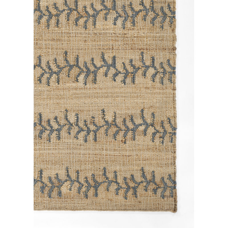 Erin Gates by Momeni Orchard Vine Stripe Jute and Wool Hand Woven Blue Area Rug, Rectangle 5' x 8'