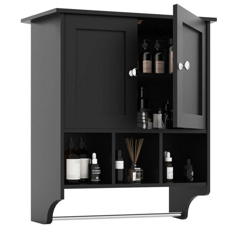 Spacious Bathroom Cabinet with Adjustable Shelves and Towel Bar for Enhanced Storage and Organization