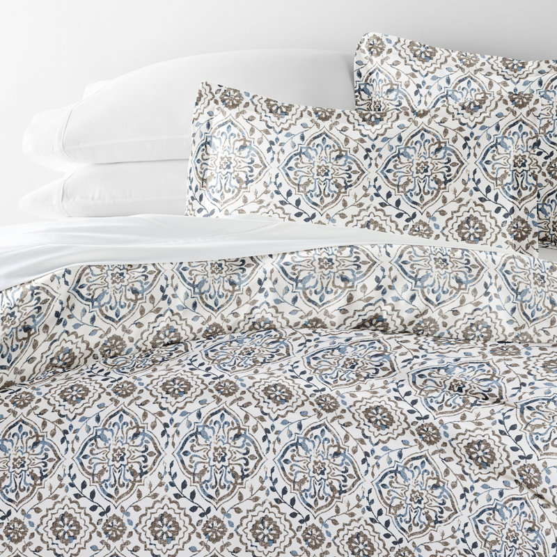 Taupe Damask Ultra Soft Polyester King Duvet Cover Set