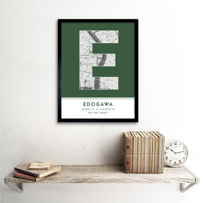 Edogawa Japan City Map Green - Single Picture Frame Typography
