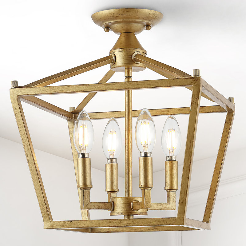 Plafonnier encastré 4 lumières Hubbardton, Laiton doré