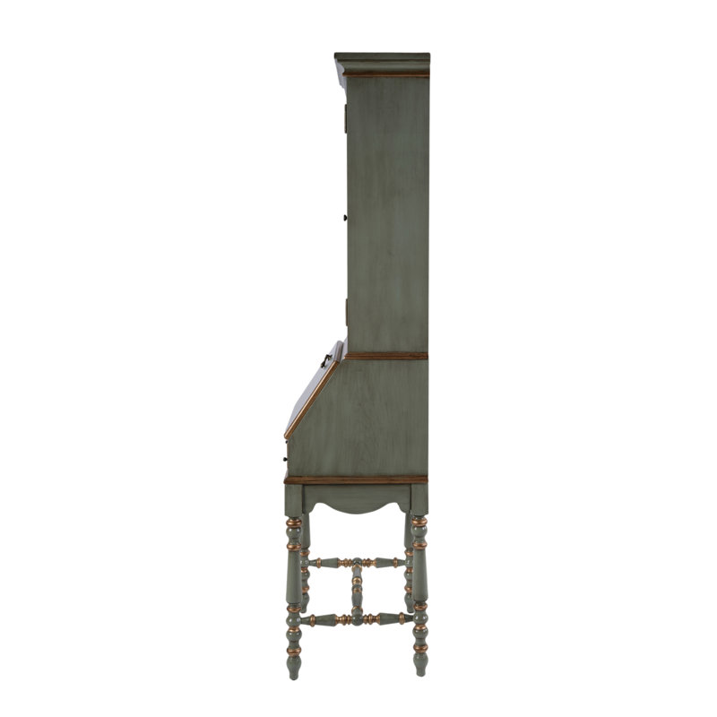 Gaen Secretary Desk with Hutch, Pastel Green