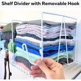Wire Shelf Dividers 6 Pack With New Patent Pending Removable Hooks,Extra Closet Storage & Organization For Home Or Office -Tall Shelf Separator-Easy Clip-No Tool- Coated Steel