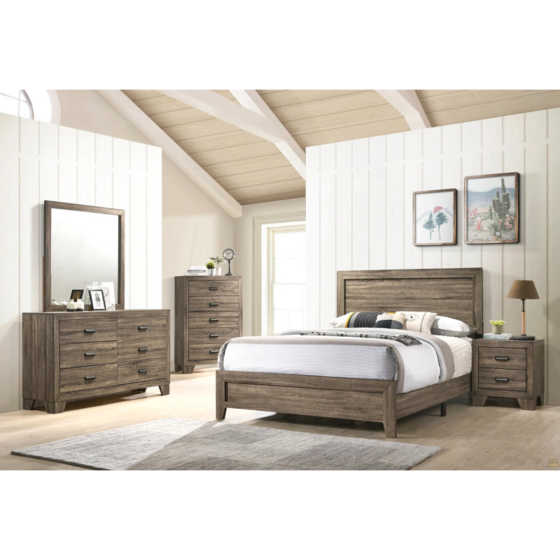 Lit à panneaux 1pc Westleigh, Gris, Très grand lit