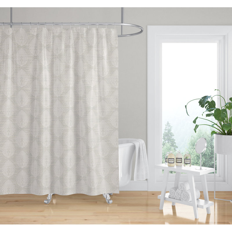  Rideau de douche simple à motif floral Neriman, H 90 po x l 70 po, Taupe ivoire
