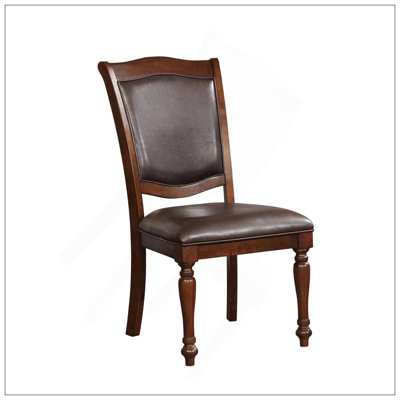 Luxueux ensemble de chaises de salle à manger en similicuir espresso et bois massif brun