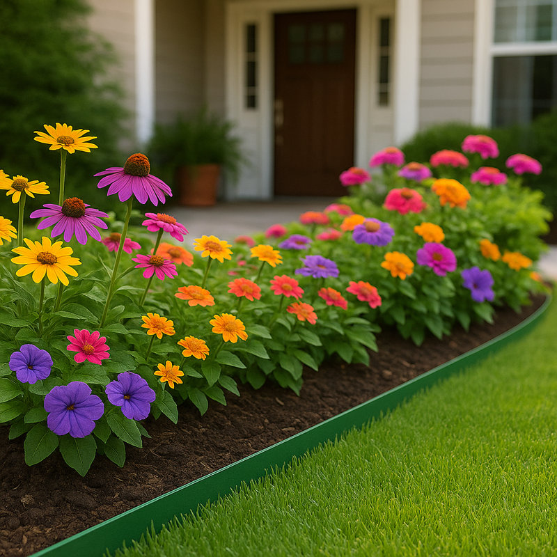 Harbour Housewares Lawn Edging Kit 10m x 4cm Plastic with 40 Pegs & Mallet, Green