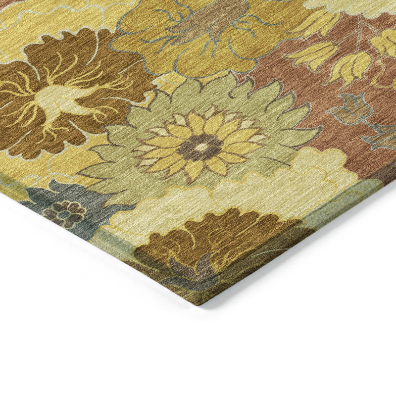 Machine Washable Indoor/Outdoor Emelia ACN2294 Floral Rug, Rectangle 10' x 14'