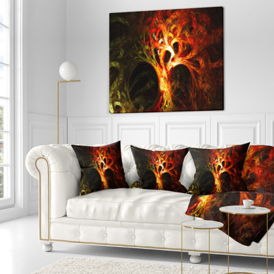 Arbre psychédélique orange magique - coussin imprimé abstrait