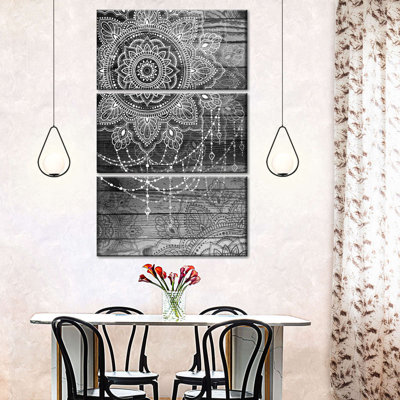 Boho Mandala Flower - 3 pièces de toile tendue