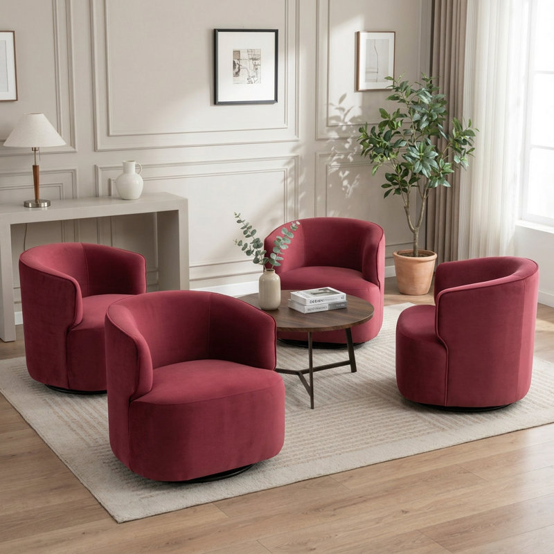Fauteuil demi-tonneau pivotant rembourré Tybias