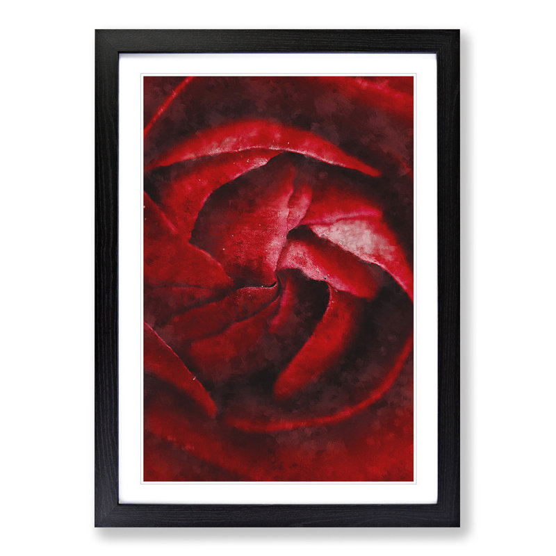 Petals of Red Flower - Picture Frame Graphic Art Print, Black Framed, 63cm H x 45cm W x 2cm D