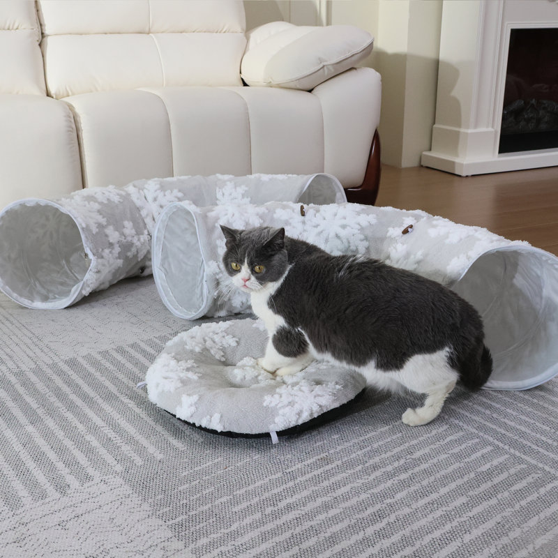 Cat Tunnel With Cat Bed For Indoor Cats, Multifunctional Cat Playground Toys Hideplace For Small Medium Large Cats