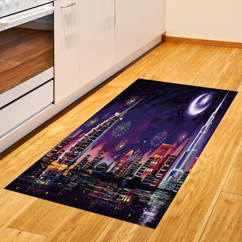 Tapis décoratif long en fibres de polyester haute densité Scenery, Rectangle 2 pi 7 po x 5 pi