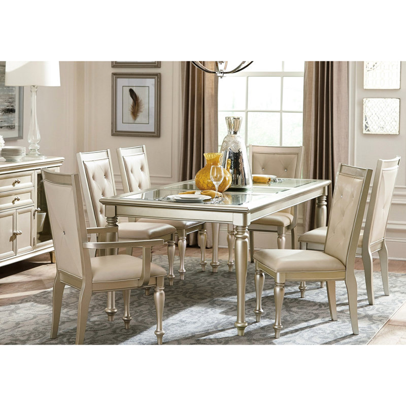 Chaises avec accoudoirs en bois H 18,5 po Vervena avec dossier capitonné en similicuir cristal, argent