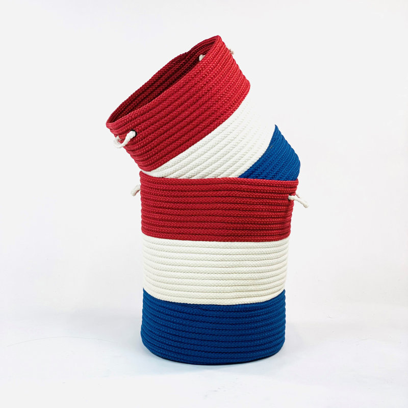 Panier rouge, blanc et bleu, H 22 po x l 17 po x P 17 po