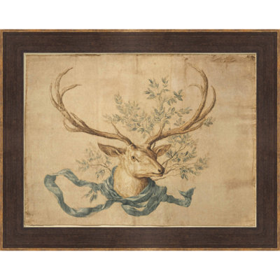 Art mural sur toile Martha Stewart Skylands, Wildlife Study: Stag Head, 28,25 po x 22,25 po, décor de salon et de chambre à coucher, encadré
