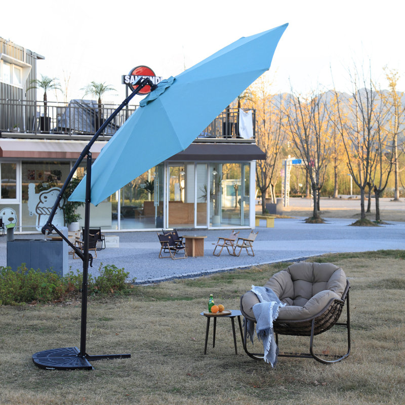 Parasol de marché suspendu à DEL 10 pi (vert clair) (pas de base), 129.92" W x 129.92" D, Vert clair