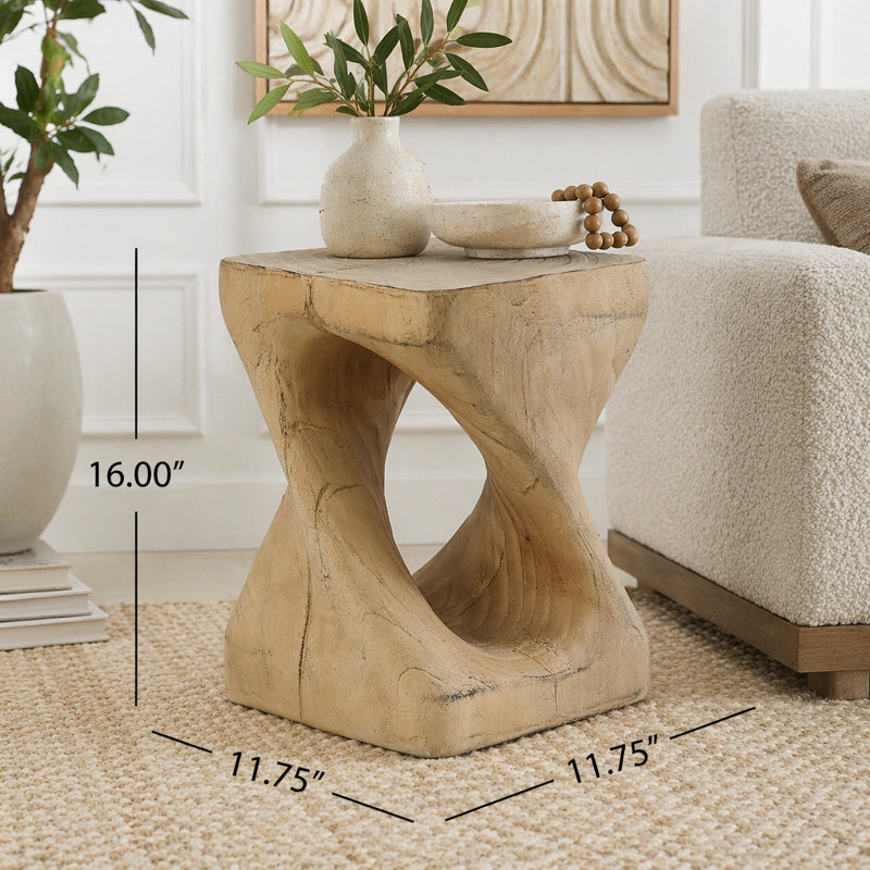Table d'appoint à texture de bois, Naturel