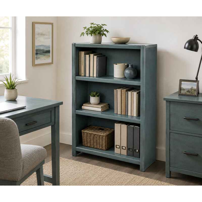 McKaylah Bookcase, European Dark Blue, (2 Shelf) 48” H x 32” W x 13” D